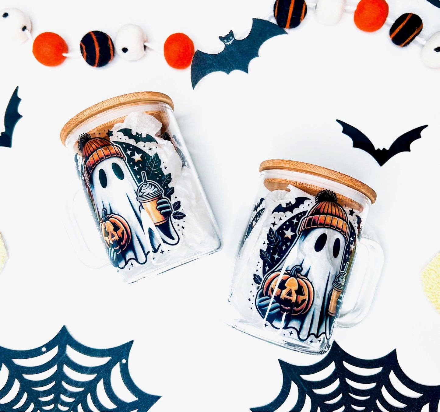 Spooky Boo - 15oz Glass Mug + Straw