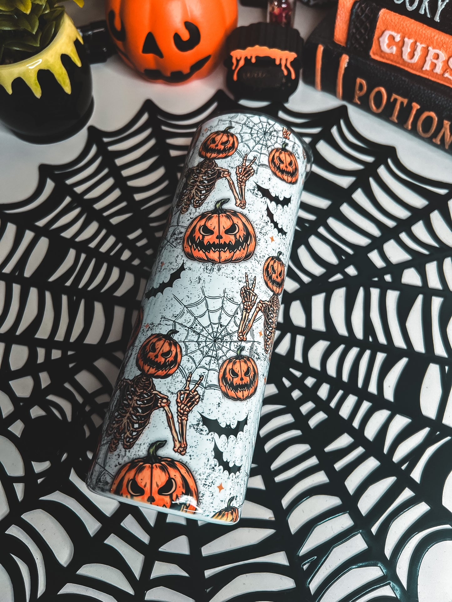Pumpkin Head Skelton - 20oz Skinny Tumbler