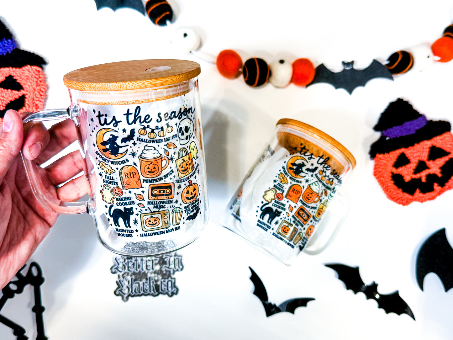 Tis the season - 15oz Glass Mug + Straw