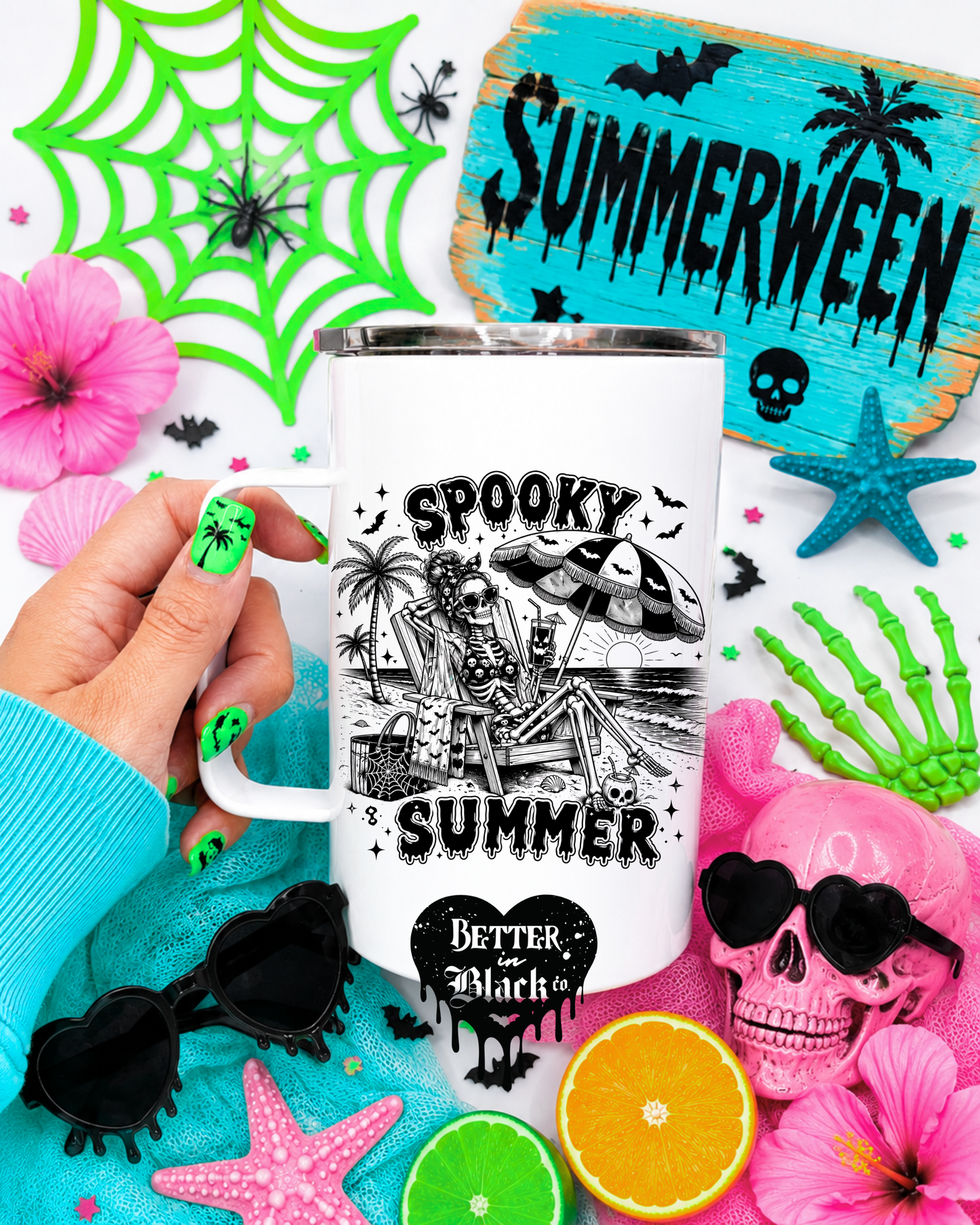 Spooky Summer - Stainless Steel 16Oz Mug - W/Straw