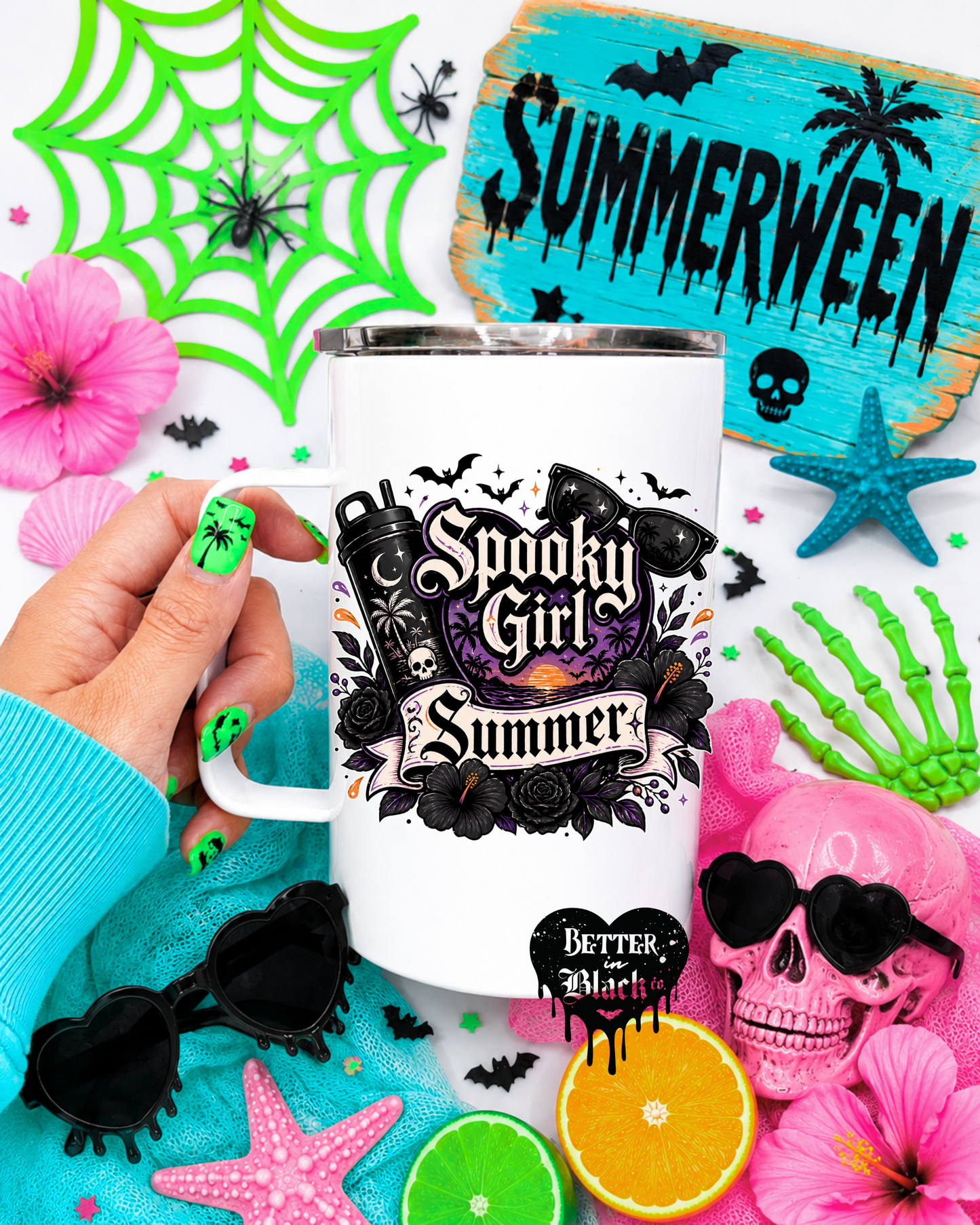 Spooky Girl Summer - Stainless Steel 16Oz Mug - W/Straw