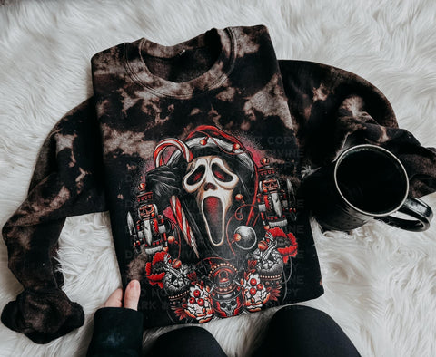 Ghost Face Christmas Sweatshirt - Bleached - Pre Order closes Monday 10/30