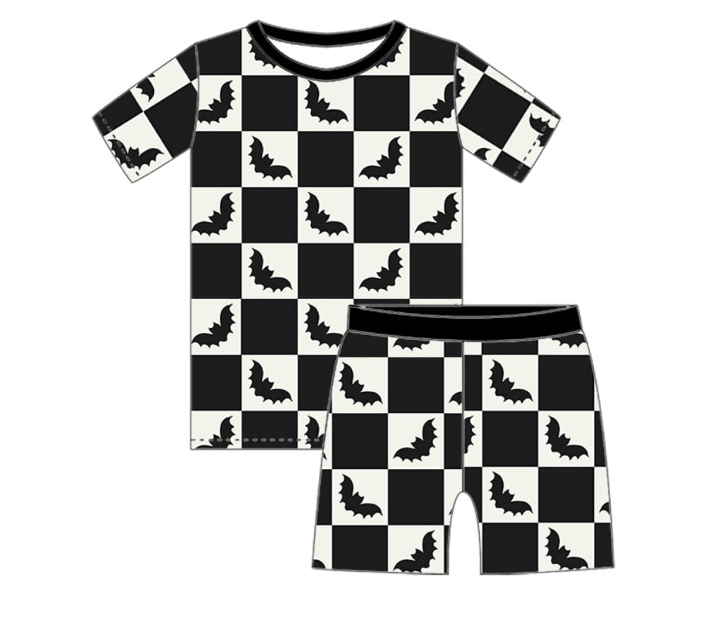 Checkered Batty Bamboo Pjs | 0/3-14/16 | Two Styles |