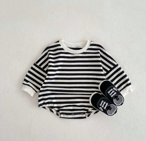 Just Stripes - RUNS VERY LARGE  - Bubble Romper Long Sleeve