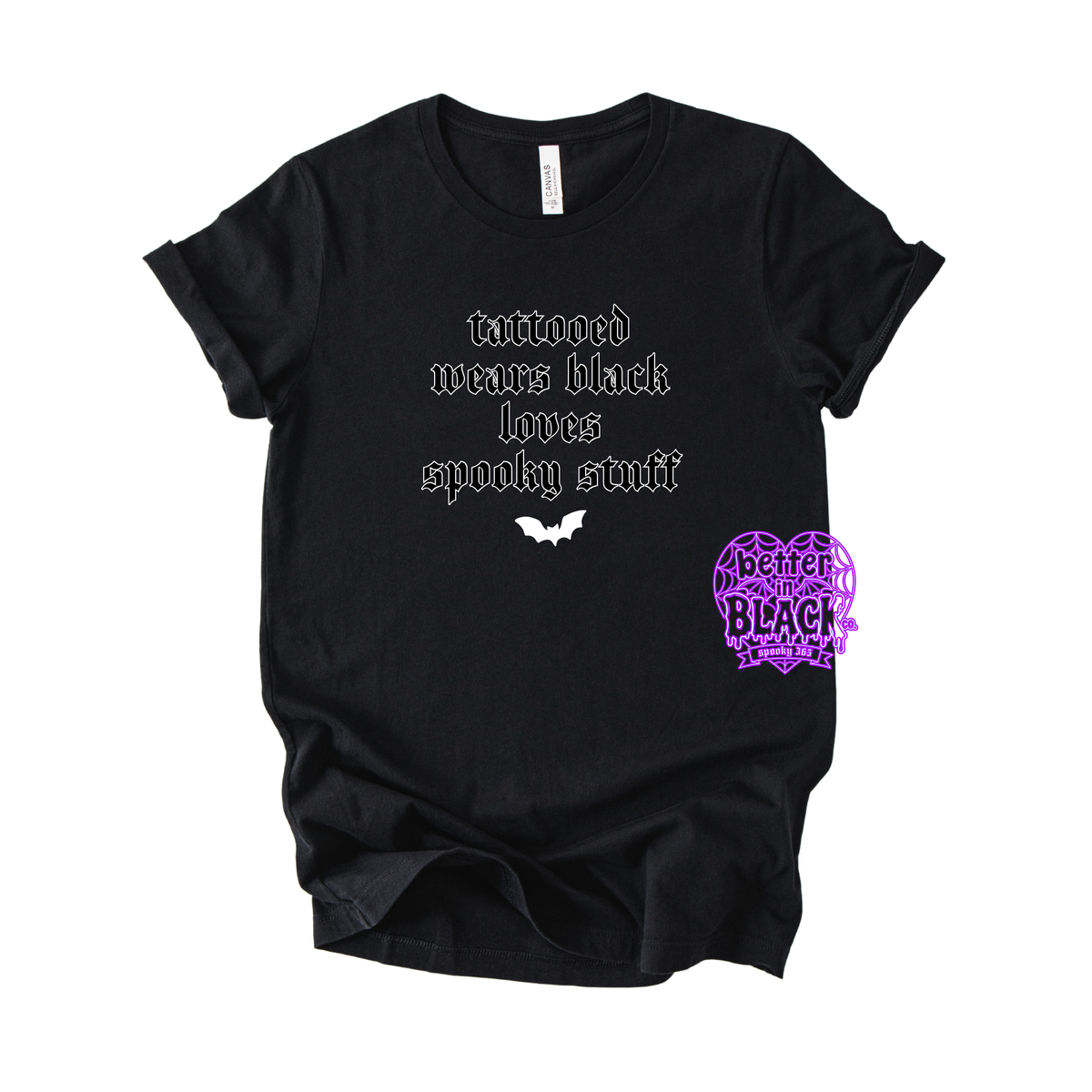 Tattooed Wears Black Loves Spooky Stuff - Unisex Short Sleeve Tee