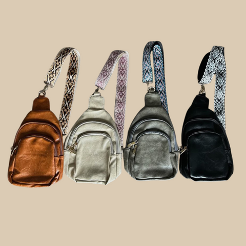 Vegan Leather Sling Bags - Crossbody