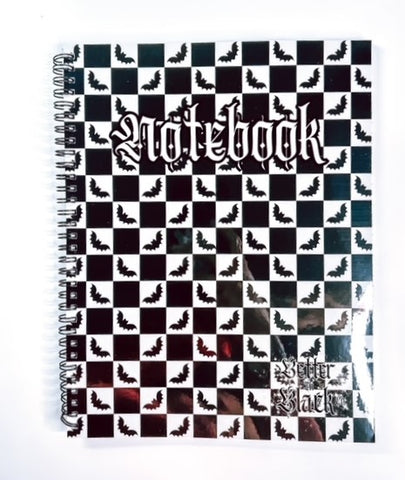 Checkered Bat Notebook - 60 Pages - Spiral - With Back design - 8.5 x 11