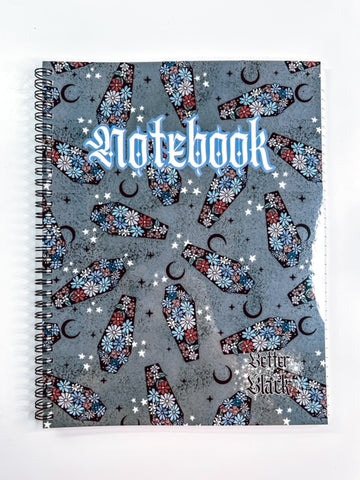 Coffin Flowers Notebook - 60 Pages - Spiral - With Back design - 8.5 x 11