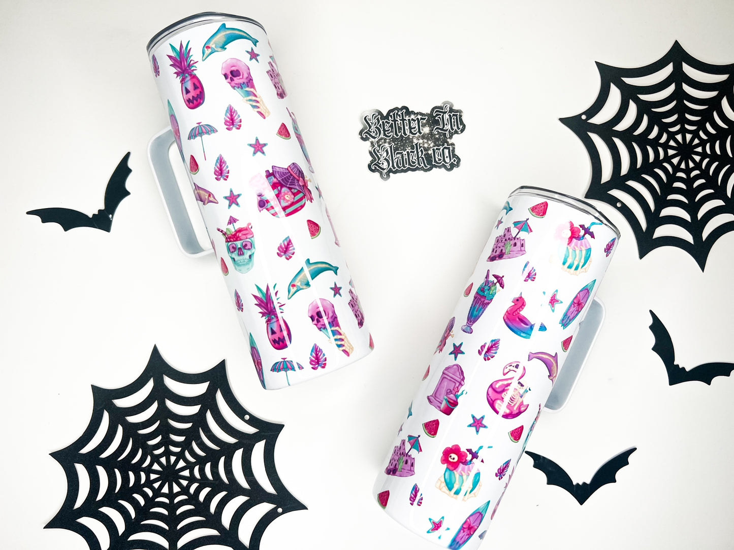 Summerween Beach Party  - 20oz Skinny Tumbler W/Handle