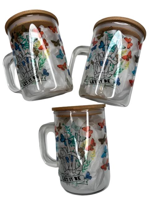 Let it be -  15oz Glass Mug + Straw