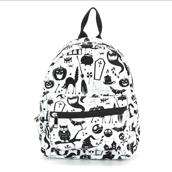 White & Black Spooky Backpack Mini