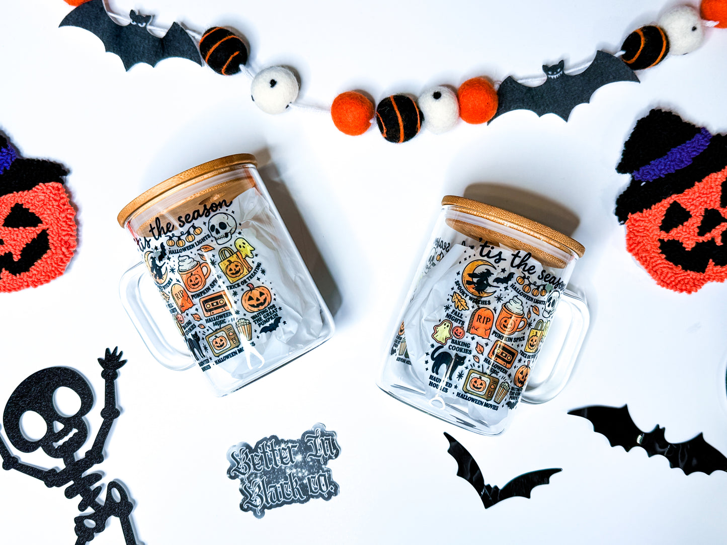 Tis the season - 15oz Glass Mug + Straw