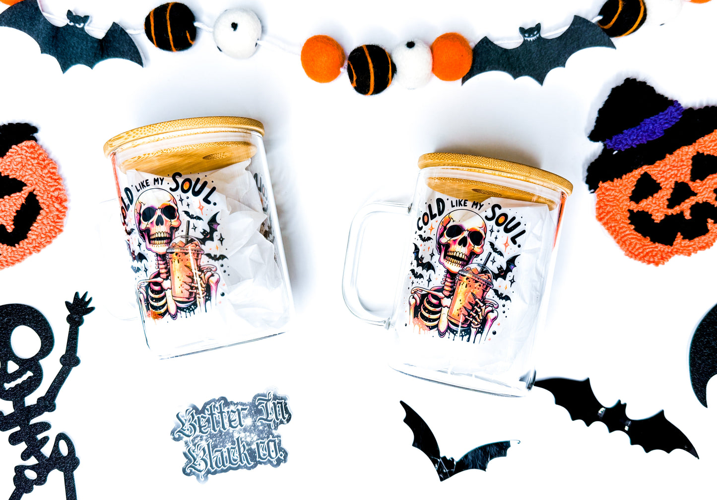 Cold like my soul - 15oz Glass Mug + Straw