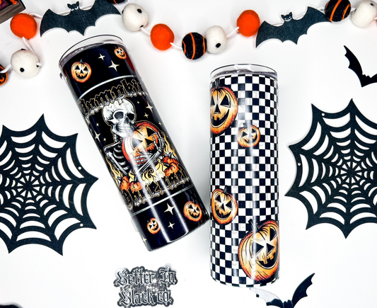 Pumpkin Obsessed  - 20oz Skinny Tumbler w/s traw - GLOWS IN THE DARK