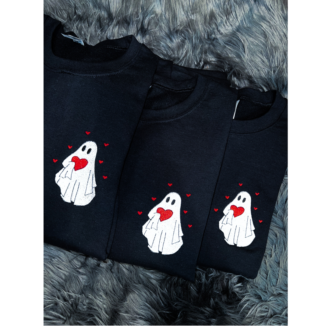 V- day Ghost Embroidered -  Adult Unisex Sweatshirt - Embroidery - Pre Order closes 12/20