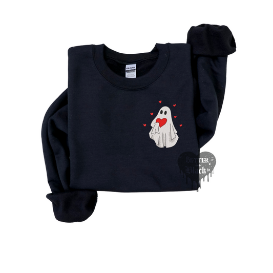 V- day Ghost Embroidered -  Adult Unisex Sweatshirt - Embroidery - Pre Order closes 12/20