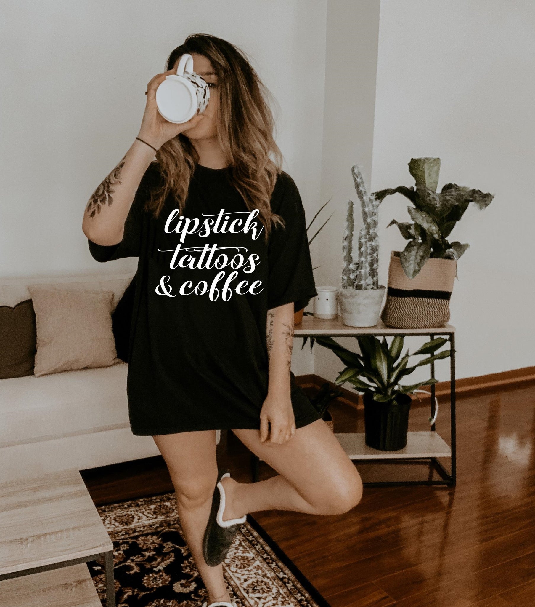 Lipstick Tattoos & Coffee - Adult Unisex Tees